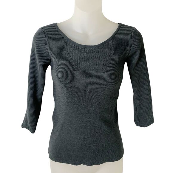 Marc by Marc Jacobs Sweater Wool & Silk Crop Women Medium Gray Plunge Open Back - Picture 10 of 16